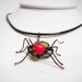 Cherry Red Heart Spider Pendant Necklace