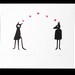 love at first sight - gocco print with hand painted hearts