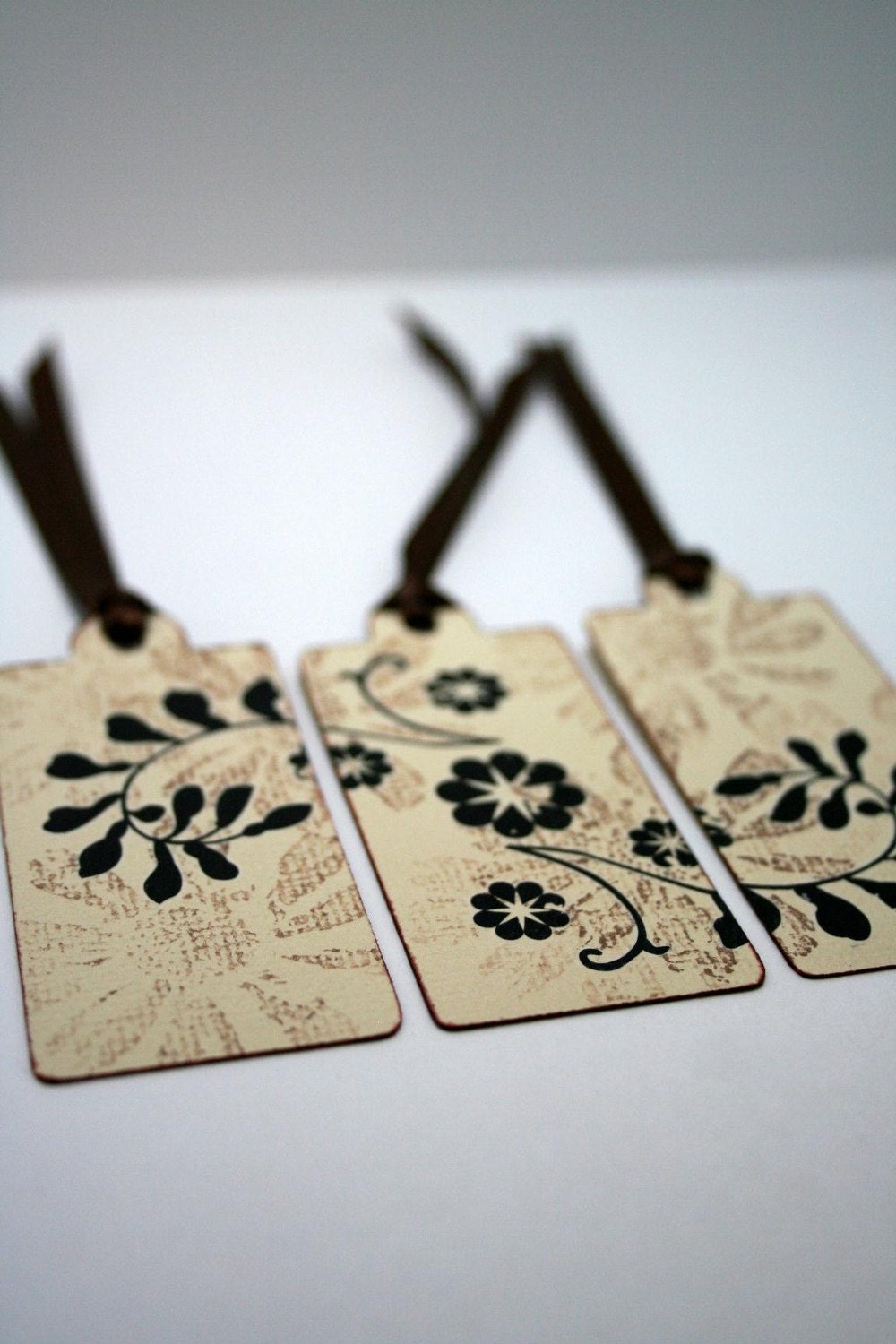 Flower Vines Scrapbook Tags Handmade Embellishments Vintage Feel