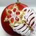Tatted Christmas Ornament -Leaf and Blossom on a Satin Ball -Snowball No.10