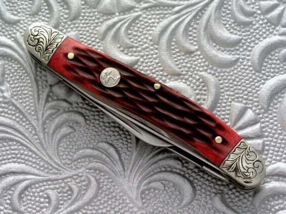 Hand Engraved Boker Magnum Bonsai Folding Pocket Knife        Gift for men him anniversary graduation