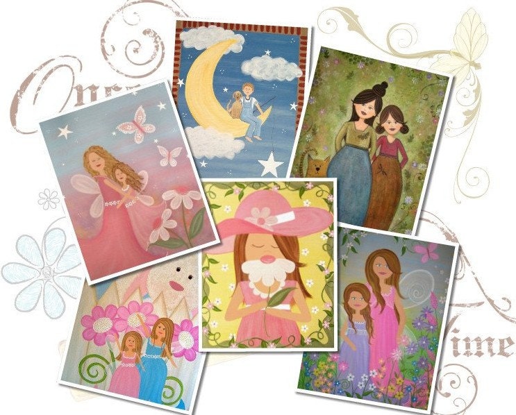 Mermaid Princess & Frog Prince Kids Wall Art for Kids Room Art - Girls Kids Art Prints from Original Kids Paintings by TwoLittleWitches