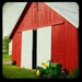 Midwestern Red Barn with John Deere Vehicle in Front - TTV Photograph - 8x8 Metallic Print