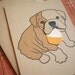 Boris the English Bulldog Happy Birthday Cupcake Blank Note Card with Envelope