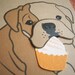 Boris the English Bulldog Happy Birthday Cupcake Blank Note Card with Envelope