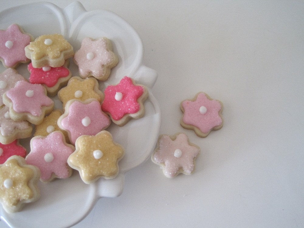OH SO SMALL Sparkly Flowers Sugar cookies -6 dozen