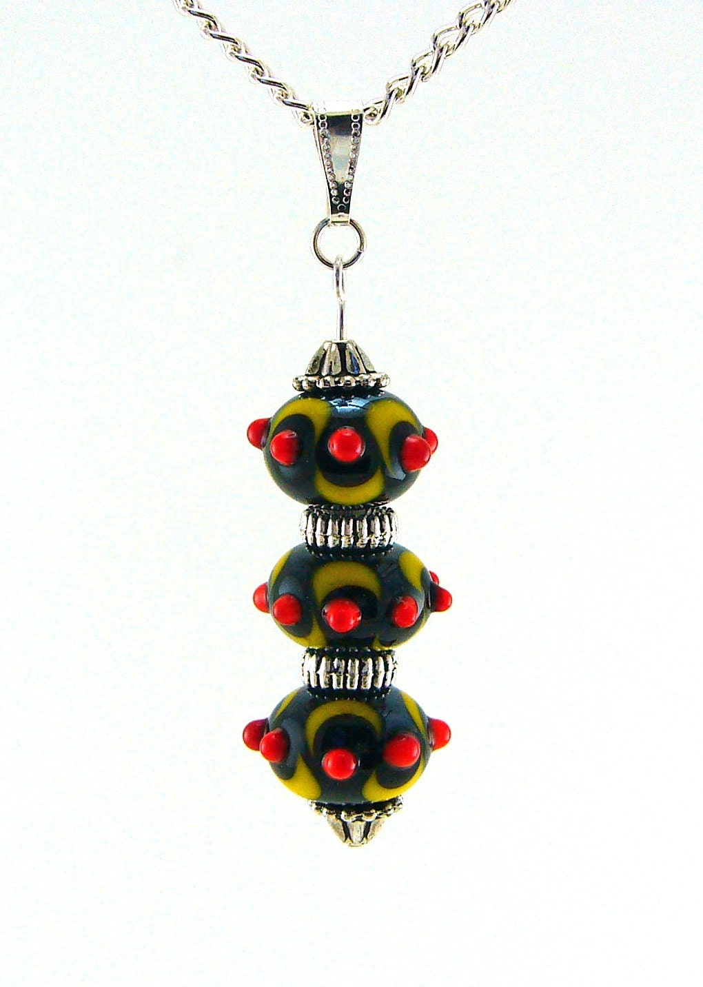 Slovenian Moon Lampworked Glass Bead Necklace