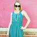 Vintage 80's Cocktail Dress, Baby Doll, Teal, Party, Evening
