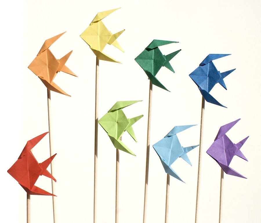 Origami personal aquarium - set of three angelfishes