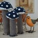 Denim Mushrooms-set of 3-100 percent recycled fabric