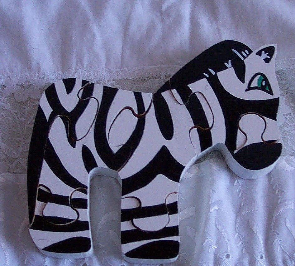 Wood Zebra puzzle, Hand painted, Wood Creations and Crafts by Carolina Country Crafts