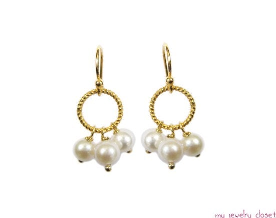Zara morning dew pearls earrings -18k vermeil gold