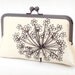 Charcoal allium, embroidered silk-lined clutch bag