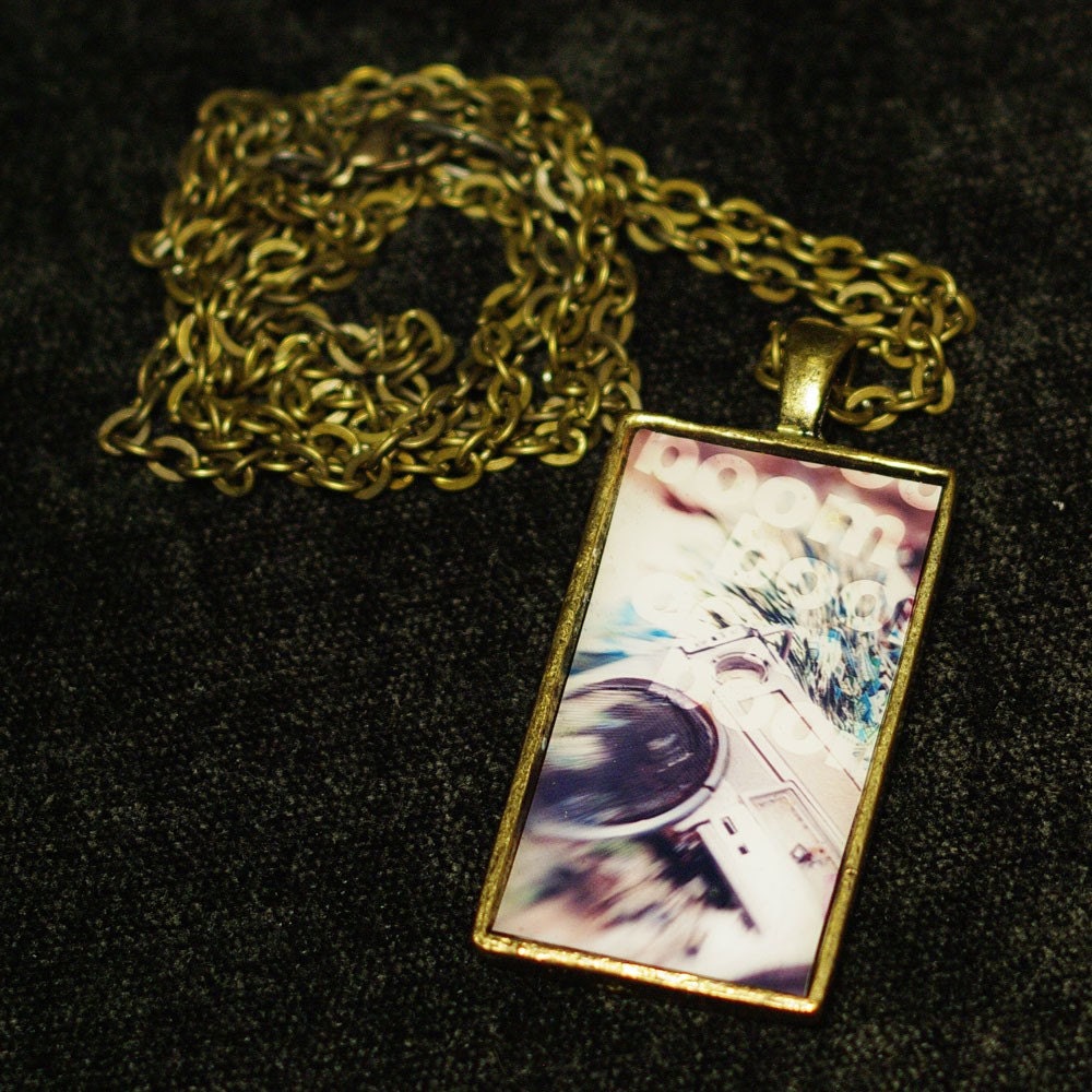 Boom Box Surreal Photo Pendant - 28in chain