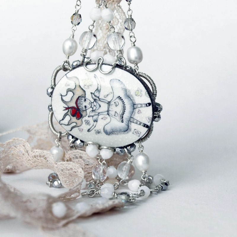Alice in Wonderland bracelet - wire wrapped jewelry