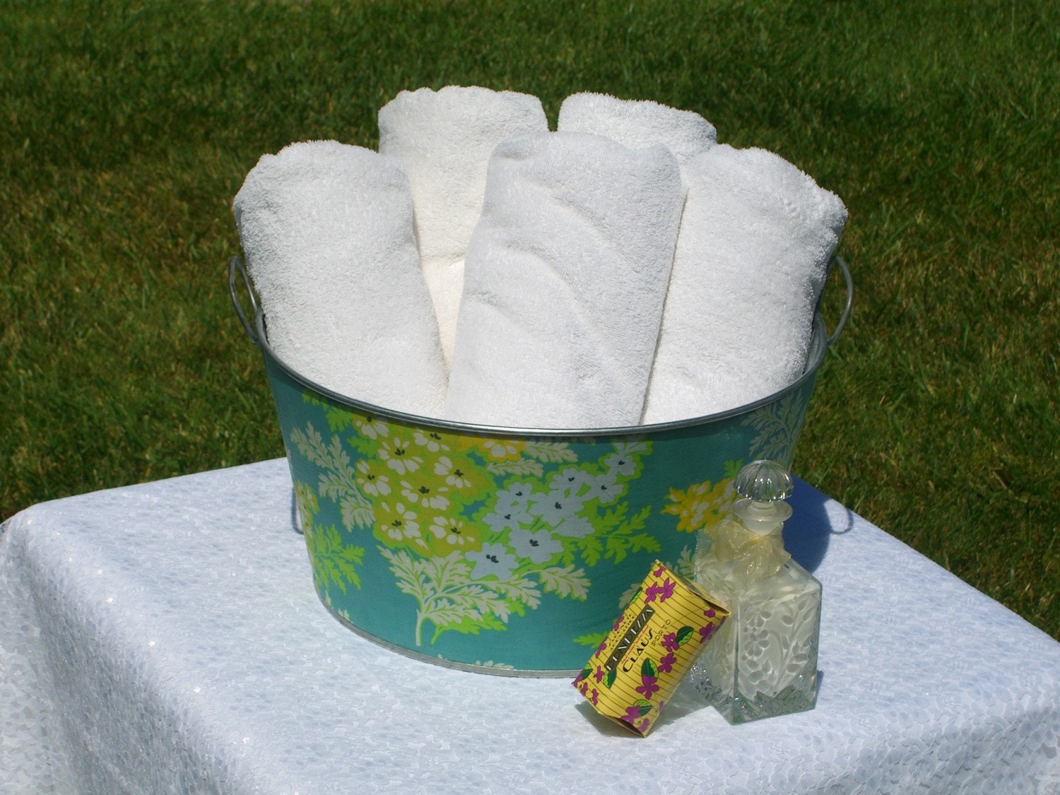 Party Tub Galvanized Large Round Citrus Cabana Perfect for Pool Side Towels