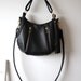 Black Leather bag purse - OPELLE  Ballet Bag - Soft Pebbled Leather w Zipper Pockets