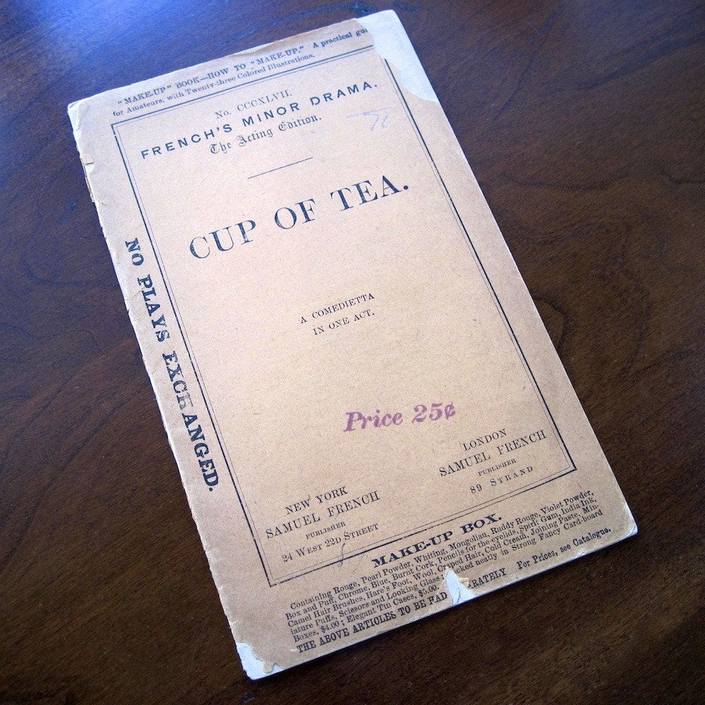 A Cup of Tea English Comedietta 1869 19th Century Theatre Comedy Anonymous