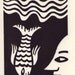 Raining. Linocut