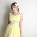Delicate Lemon Yellow Vintage 1950s Spring Party Dress - Medium White