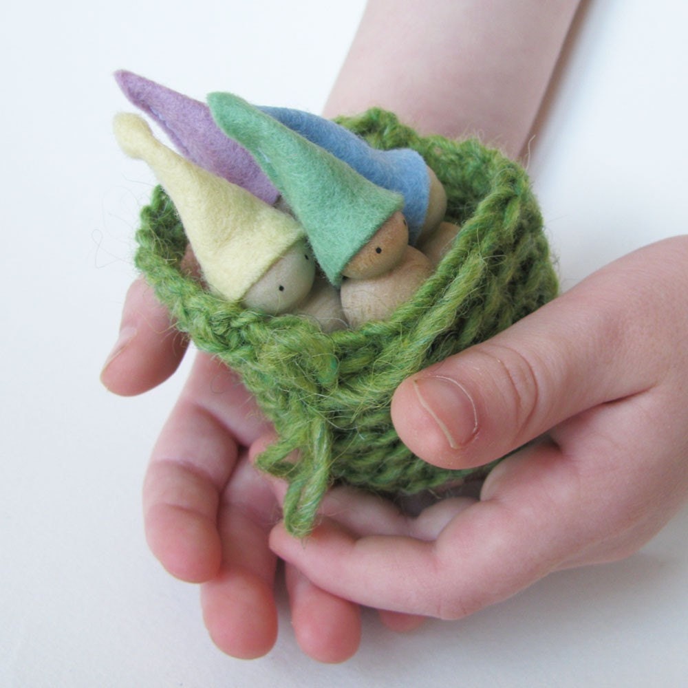 Easter basket filled with pastel gnome- green - MADE TO ORDER -