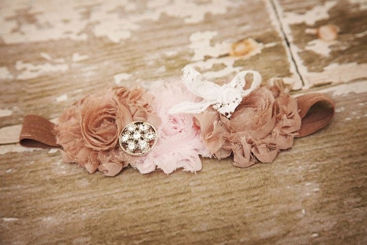 Neopolitan Shabby Chic Triple Rose Headband With Lace Embelishment and Bling---Photography Prop--Spring Must Have----Fits Babies to Adults