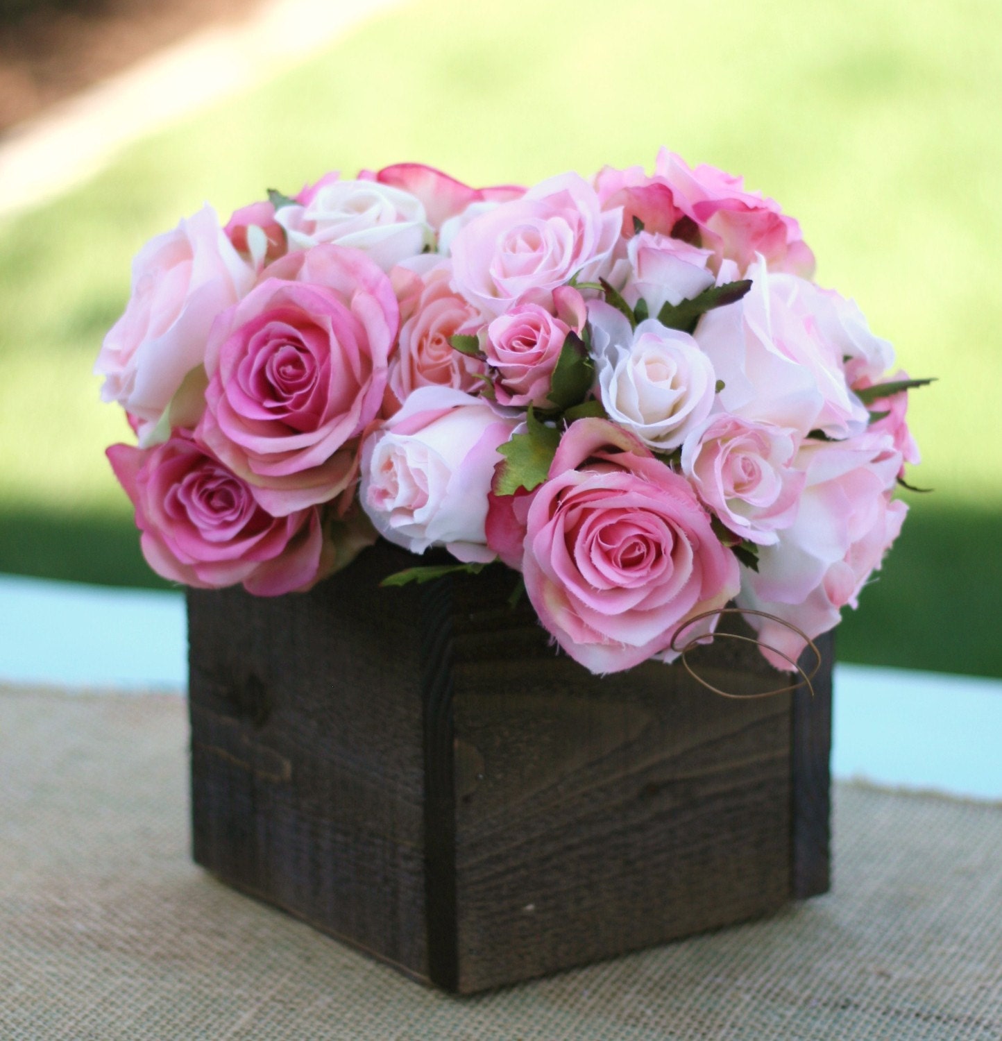 SET of 12 LARGE Barn Wood Planter Box Centerpieces