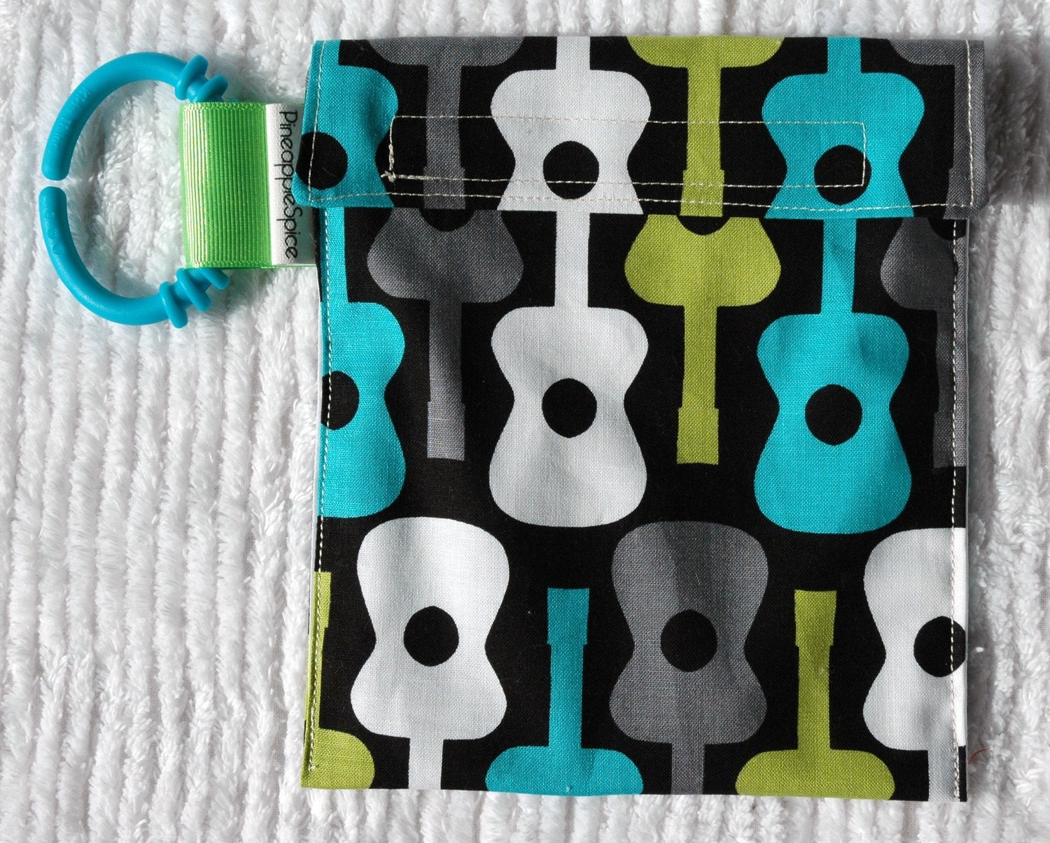 Traveling snack bag in groovy guitars   GREAT for kids or the office
