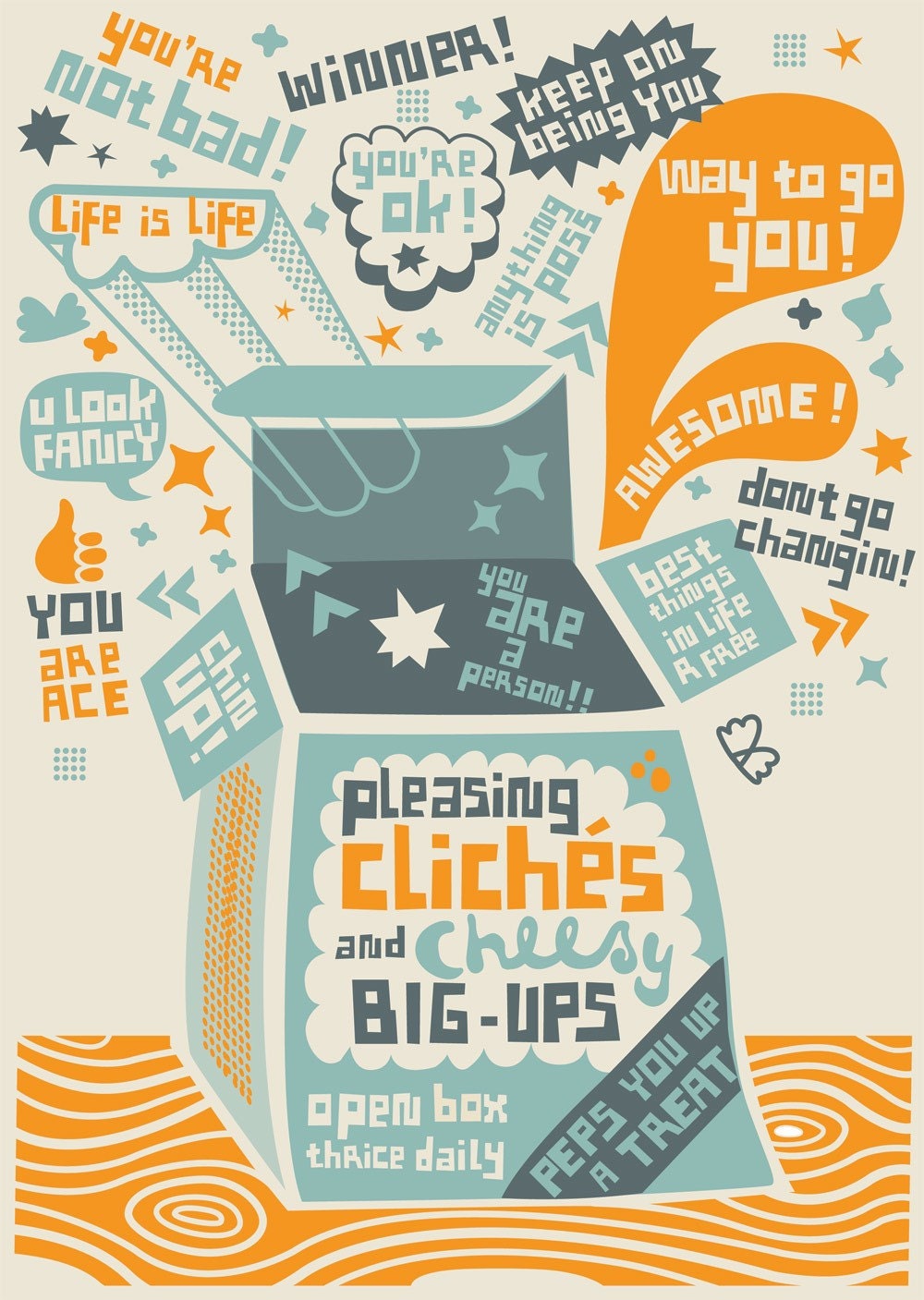 Pleasing Cliches and Cheesy Big-Ups - limited Edition Screen Print