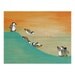 Slip And Slide On The Slope - art print featuring penguins
