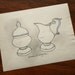 original cream & sugar line drawing- 5x7