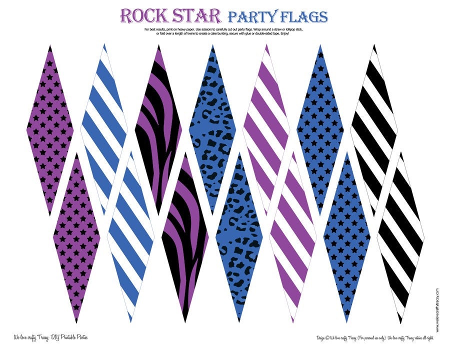 Rock Star Party Flags - DIY Printable Parties