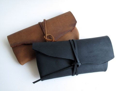 Hand-Stitched Matte Black Leather Case - featured on front Page of Etsy