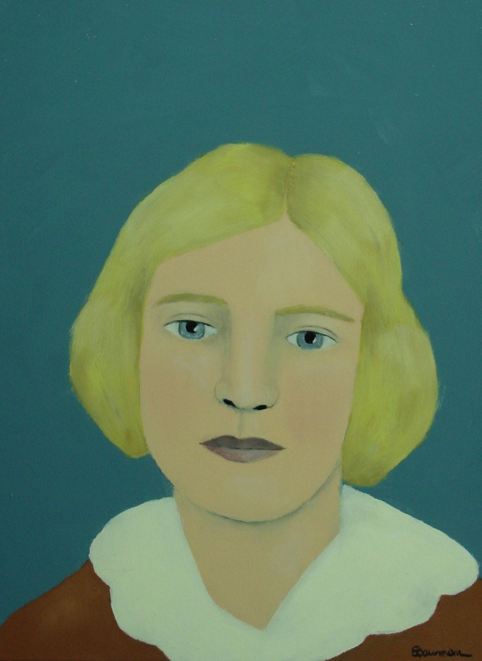 Betty Mae - Original Little Portrait Painting by Elizabeth Bauman, 6 x 8 inches