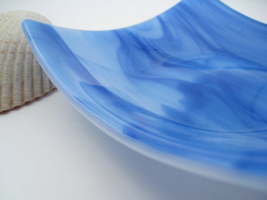 Fused Glass Dish - Snow & Sky