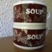 Vintage Brown and Creamy White Vegetable "Soup" Cups- 2 Ceramic Stackable Mugs with Handles CLEARANCE 20% OFF