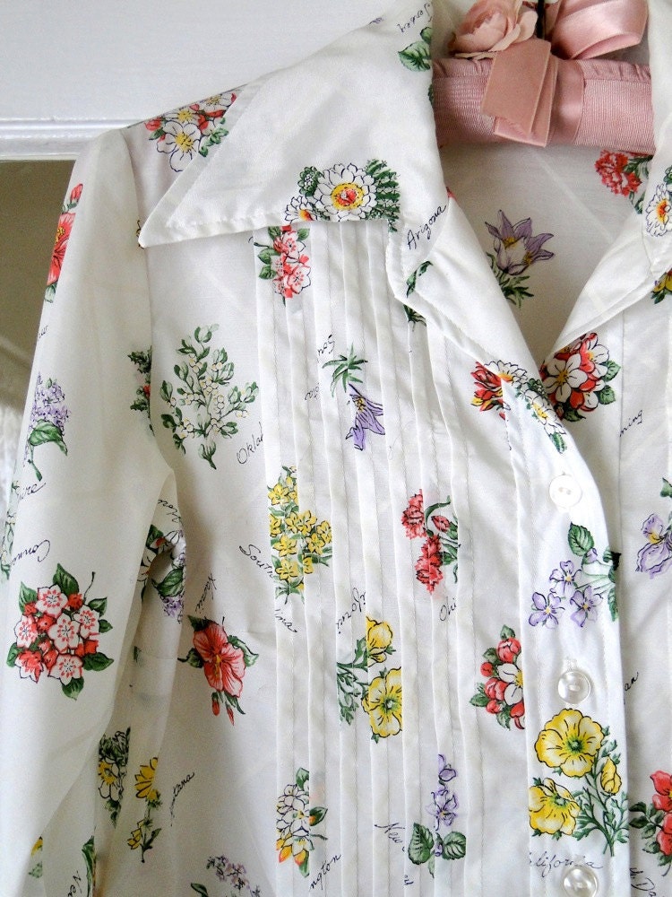 Vintage 80s State Flowers Dress