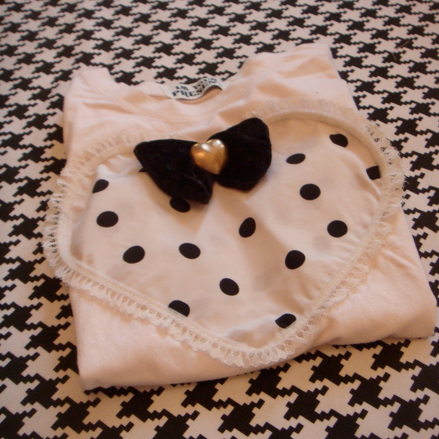 Polka Dot Heart Applique Tee Shirt