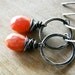 Magma Earrings Mexican Fire Opal on Oxidized Sterling and Fine Silver