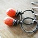 Magma Earrings Mexican Fire Opal on Oxidized Sterling and Fine Silver