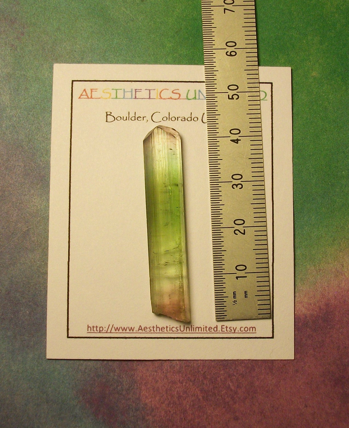 TOURMALINE Natural Bi-Colored 3.7 Gram Pink Blue Green Terminated Crystal From Afghanistan Rare Metaphysical Collectible Supplies Sale