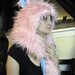 Fluffy pink&blue bear hood