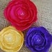 3 Fabric Flower Hair Accessories on Alligator Clips - Pink, Yellow and Purple