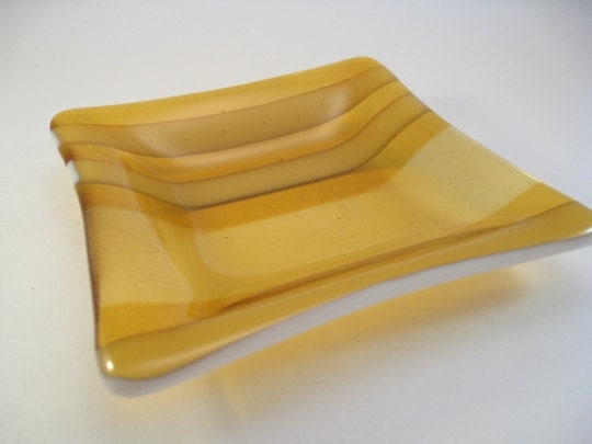 Square Fused Glass Dish - Sunshine Stripes