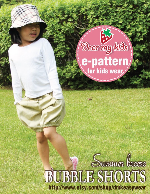 NEW - Summer Breeze Bubble Shorts - (12 months upto age 6) PDF patterns