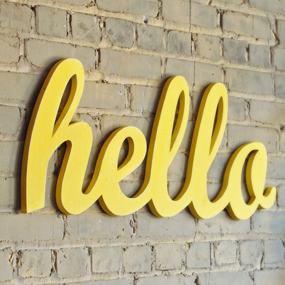 XL hello wood sign - made from recycled wood