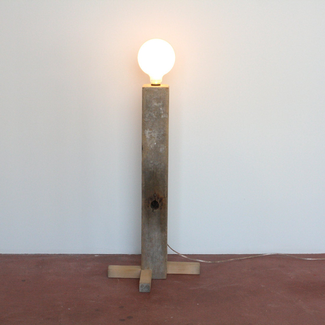 cedar footed floor lamp
