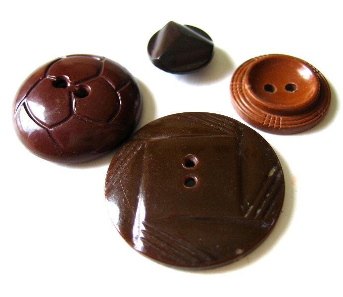 Bakelite Buttons - Vintage Sewing Supplies - Red, Green, Yellow, Brown, Black, 2 & 4 Hole, Shank, Slide, Hexagon, Flower, etc. FREE SHIPPING