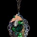 Emerald Seahorse, this copper seahorse is embellished with emerald colored jewels and rhinestones. Whimsical and very fun to wear.