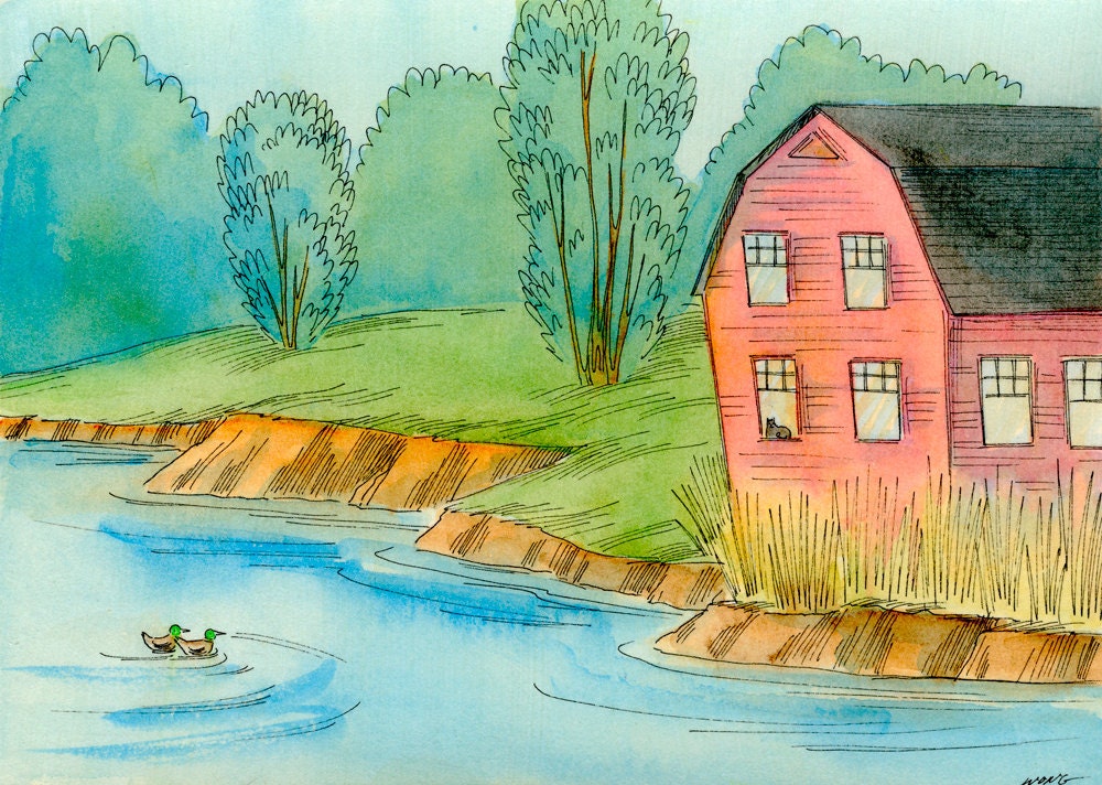 Original 5x7 Painting -- Misty morning